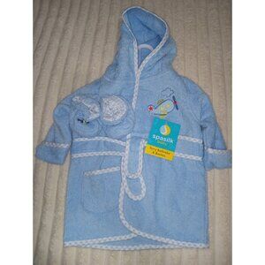 Baby Boy Terry Bathrobe and Slipper Set Size 0-9 Months New with Tags Spasilk
